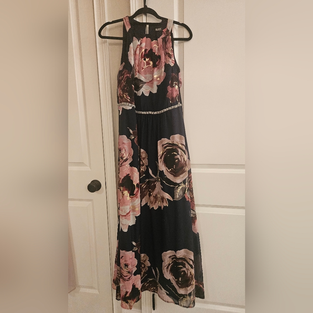 SLNY Navy and Pink Dress